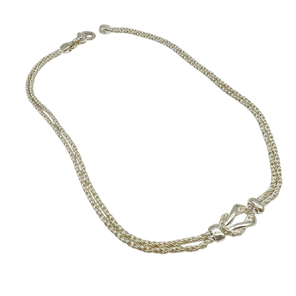 Tiffany Co Double Rope Center Knot Necklace Silver Jewelry Accessory Pendant - Picture 3 of 8
